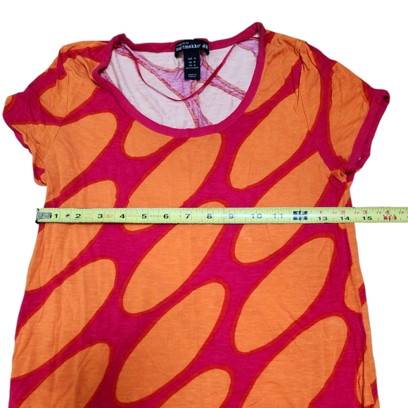 Marimekko for H&M Top Shirt Blouse Orange Dots Pink 100% Viscose Women's Size M - Picture 4 of 6